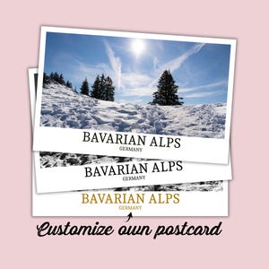 Personalized Bavarian Alps Postcard Bavaria Travel Map Germany Personalized Gift for Friends Greeting Card Gift Card Holiday