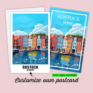 Carte postale personnalisable Rostock Allemagne carte de voyage Rostock cadeau personnalisé pour amis carte de voeux carte cadeau carte de vacances