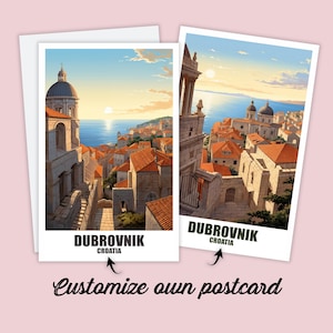 Carte postale de Dubrovnik, carte postale personnalisée Dubrovnik, Croatie Carte postale de voyage Cadeau, carte postale de vacances pour les amis et la famille