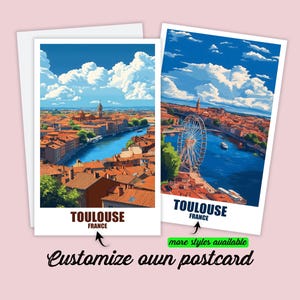 Gepersonaliseerde Toulouse ansichtkaart Frankrijk kaart Toulouse gepersonaliseerd cadeau voor vrienden wenskaart cadeaukaart reiskaart vakantie