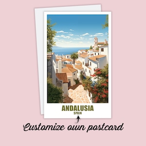 Carte postale Andalousie, carte postale de voyage d'Andalousie, carte postale personnalisée sur demande, carte postale de vacances Espagne pour amis famille