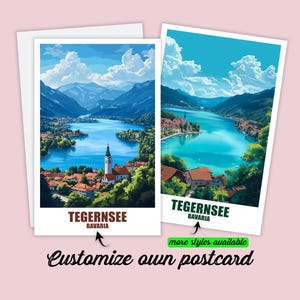 Carte postale personnalisée Tegernsee Bavière carte Allemagne Cadeau personnalisable pour amis carte de vœux carte cadeau carte de voyage vacances