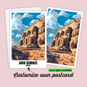 Carte postale personnalisée d'Abou Simbel Carte de vœux de l'Égypte Carte-cadeau Carte de voyage en Égypte Carte postale personnalisée pour les amis et la famille