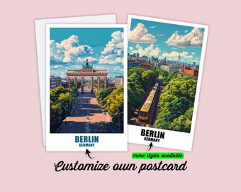 Personalized Berlin Postcard Germany Travel Map Berlin Personalizable Gift for Friends Greeting Card Gift Card Holiday Card