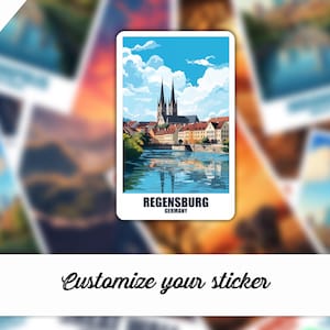 Regensburg sticker, personalized sticker Regensburg, Bavaria sticker gift, Germany sticker, travel suitcase car travel sticker