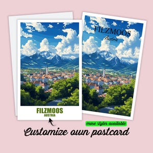 Carte postale personnalisée Filzmoos, carte Autriche, carte cadeau carte de vœux, carte postale de voyage, carte Alpes, carte de voyage amis et famille