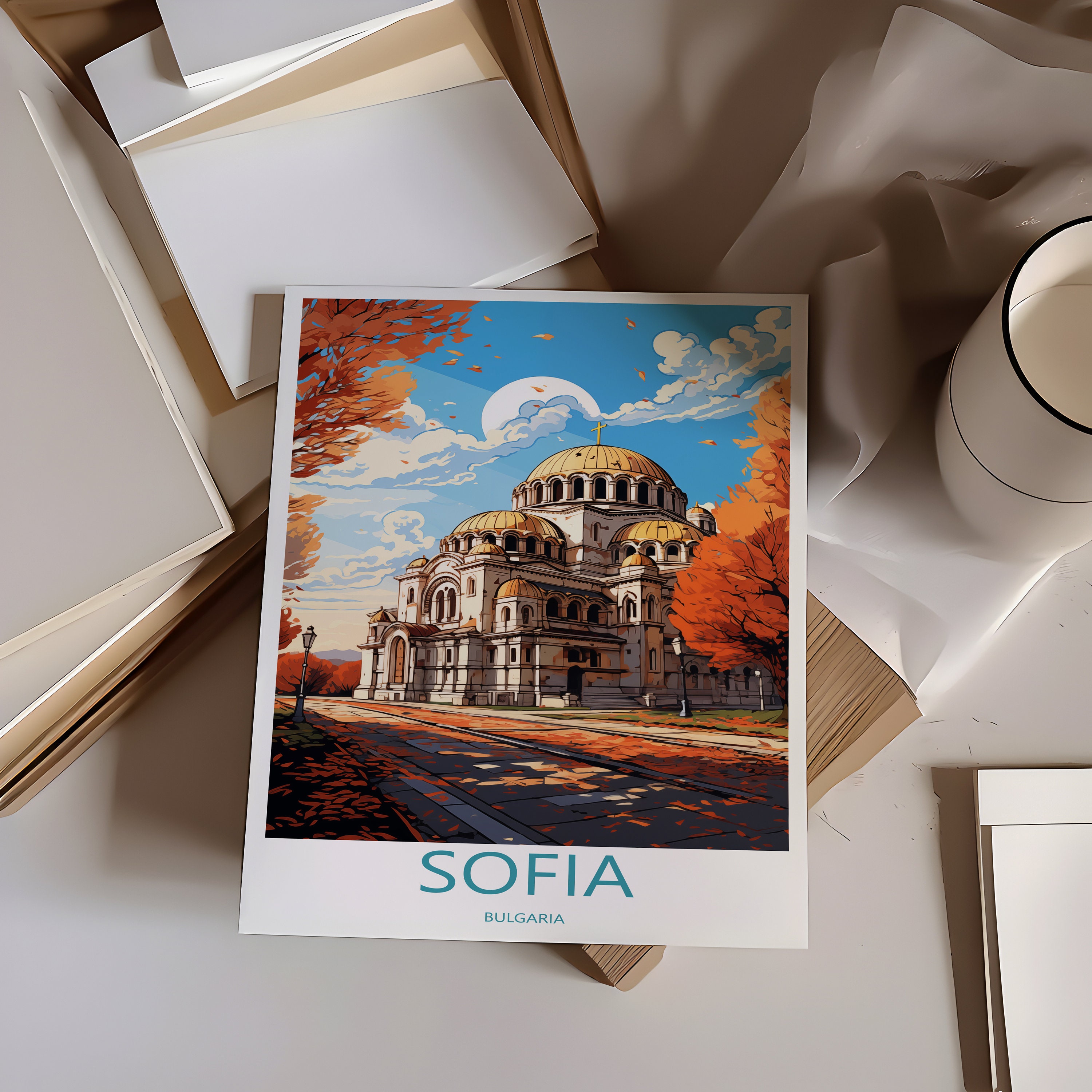 Discover Affiche Ville De Sofia Au Coucher Du Soleil Bulgarie