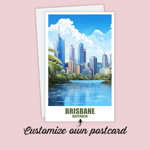 Carte postale de Brisbane, carte postale personnalisée Brisbane, carte postale de voyage en Australie, carte postale de vacances pour les amis et la famille, carte de Brisbane
