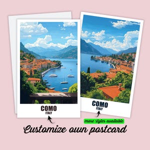 Personalized Como postcard, Italy map of Como, customizable gift for friends, greeting card, gift card, travel map, holiday map