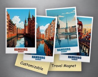 Hamburg Kühlschrankmagnet Personalisiert 78x53mm Städtemagnete Personalisierte Deutschland Reise Magnet Geschenk Souvenir Sehenswürdigkeit