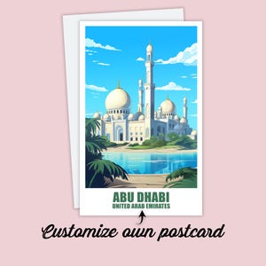 Carte postale d'Abou Dhabi, carte postale personnalisée d'Abou Dhabi, carte postale de voyage, carte postale de vacances des Émirats pour les amis et la famille, carte d'Abou Dhabi
