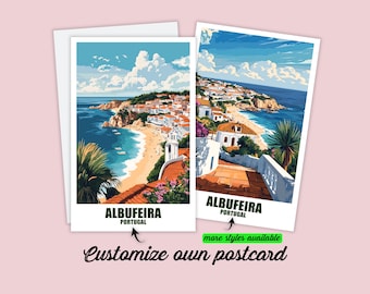 Personalized Albufeira postcard Portugal map Albufeira Customizable gift for friends Greeting card Gift card Travel map Holiday