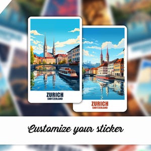 Adesivo Zurigo, adesivo personalizzato Zurigo, Svizzera adesivo regalo, adesivo per valigia da viaggio adesivo da viaggio adesivo per computer portatile adesivo per auto
