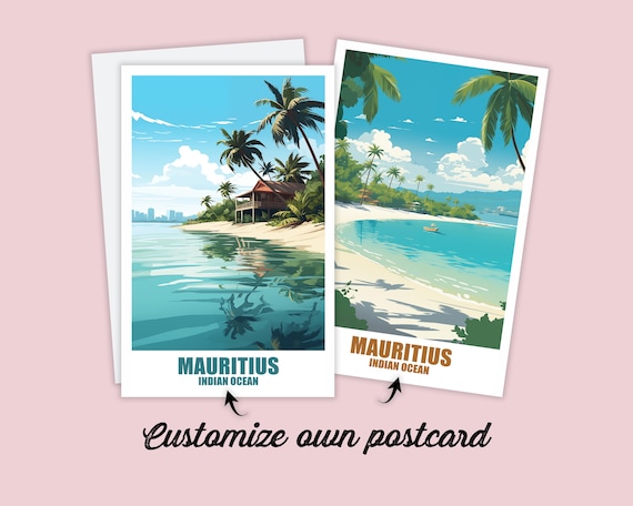 Mauritius Postkarte, Personalisierte Postkarte Mauritius, Grußkarte Reise Postkarte Mauritius Geschenk Karte, Reisekarte Freunde & Familie