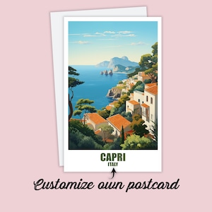 Carte postale Capri, carte postale personnalisée Capri, carte postale de voyage Italie, carte postale de vacances pour les amis et la famille, carte de Capri Italie