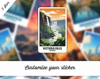 Victoria Falls Sticker, Personalized Sticker Victoria Falls, Zimbabwe Zambia Sticker Gift, Sticker for Travel Suitcase Travel Sticker