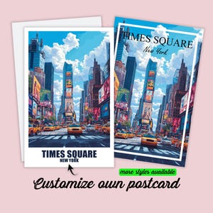Personalisierte Times Square Postkarte New York Karte Manhattan Grußkarte Geschenkkarte Amerika Reisekarte, Geschenk für Freunde und Familie