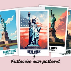 Postal personalizada de Nueva York, mapa de Manhattan, tarjeta de felicitación de Estados Unidos, tarjeta de regalo, postal de viaje a Nueva York, tarjeta de viaje para amigos y familiares