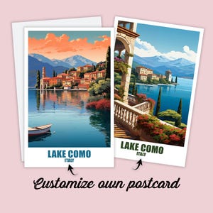 Comer See Postkarte, Personalisierte Postkarte Comer See, Italien Karte Reise Postkarte, Urlaubspostkarte für Freunde und Familie, Lombardei