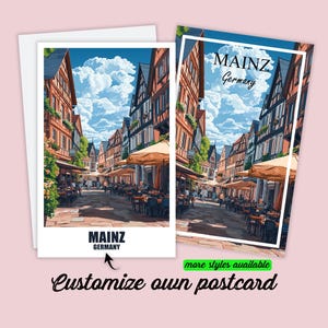 Carte postale personnalisée de Mayence, carte de l'Allemagne, Rhénanie-Palatinat, cadeau personnalisable pour amis, carte de vœux, carte cadeau, carte de voyage
