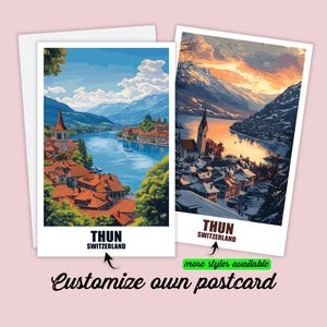 Personalisierte Thun Postkarte Schweiz Karte Thun Personalisierbar Geschenk für Freunde Grußkarte Geschenkkarte Reisekarte Urlaubskarte