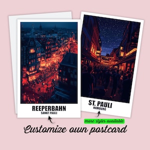 Personalisierbare St. Pauli Postkarte Hamburg Karte Sankt Pauli Personalisiert Geschenk für Freunde Grußkarte Geschenkkarte Reisekarte