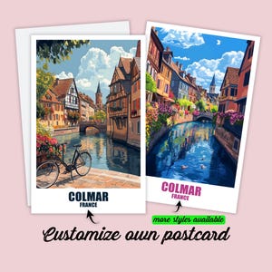 Personalisierte Colmar Postkarte Frankreich Karte Elsass Personalisierbar Geschenk für Freunde Grußkarte Geschenkkarte Reisekarte Urlaub