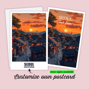 Carte postale personnalisable Carte de Séoul Carte postale de Corée du Sud Carte de vœux personnalisée de Séoul Carte cadeau Carte de voyage Cadeau pour amis