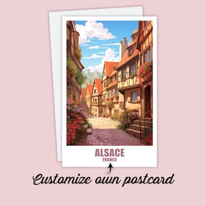 Carte postale Alsace, carte postale personnalisée Alsace, France Carte postale de voyage Cadeau, carte postale de vacances pour amis et famille