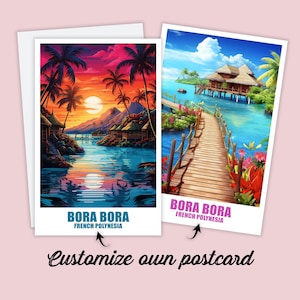 Personalisierte Bora Bora Postkarte, Polynesien Karte, Grußkarte Geschenkkarte, Bora Bora Reise Postkarte Bora Bora Karte ,Reisekarte
