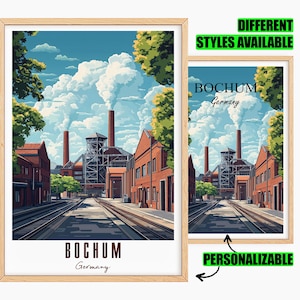 Personalized Bochum Poster Germany Travel Poster Bochum Personalizable Gift for Friends Personalized Poster Travel Gift