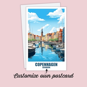 Carte postale de Copenhague, carte postale personnalisée Carte de voyage de Copenhague, Danemark, carte-cadeau, carte postale de vacances pour les amis et la famille