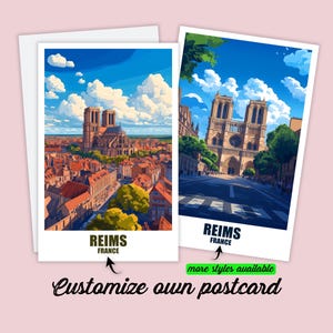 Personalisierte Reims Postkarte Frankreich Karte Reims Personalisierbar Geschenk für Freunde Grußkarte Geschenkkarte Reisekarte Urlaubskarte