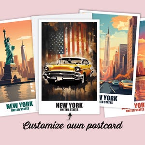 Carte postale personnalisée de New York, carte de Manhattan, carte de vœux américaine, carte cadeau, carte postale de voyage New York, carte de voyage amis et famille