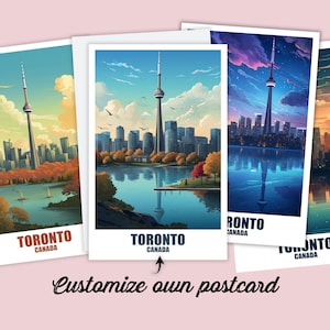 Carte postale personnalisée de Toronto, carte du Canada, carte-cadeau de vœux, carte postale de voyage au Canada, carte de Toronto, carte de voyage pour amis et famille