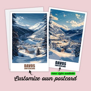 Carte postale personnalisée de Davos Carte de Davos Suisse Carte de vœux Carte cadeau Carte de voyage en Suisse Carte postale personnalisée pour les amis et la famille