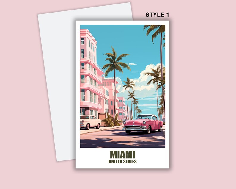 Personalized Miami Postcard, America Map, Florida Greeting Card Gift ...