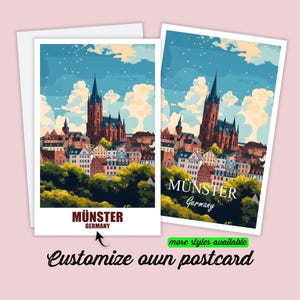 Carte postale personnalisable de Münster, carte de voyage de l'Allemagne, cadeau personnalisé de Münster pour les amis, carte de vœux, carte cadeau, carte de vacances