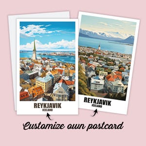 Carte postale personnalisée de Reykjavik, carte Islande, carte cadeau de vœux Reykjavik, carte postale de voyage, carte Reykjavik, carte de voyage amis