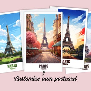 Personalized Paris Postcard, France Map, Paris Greeting Card Gift Card, Travel Postcard Paris Map, Travel Card Friends & Family