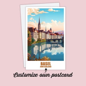Carte postale de Bâle, Carte postale personnalisée de Bâle, Carte postale de voyage en Suisse, Carte postale de vacances pour les amis et la famille, Carte de Bâle