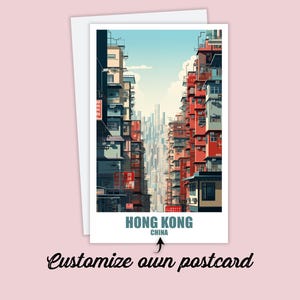 Carte postale de Hong Kong, carte postale personnalisée Hong Kong, Chine Carte de voyage Carte postale Cadeau, carte postale de vacances pour les amis et la famille