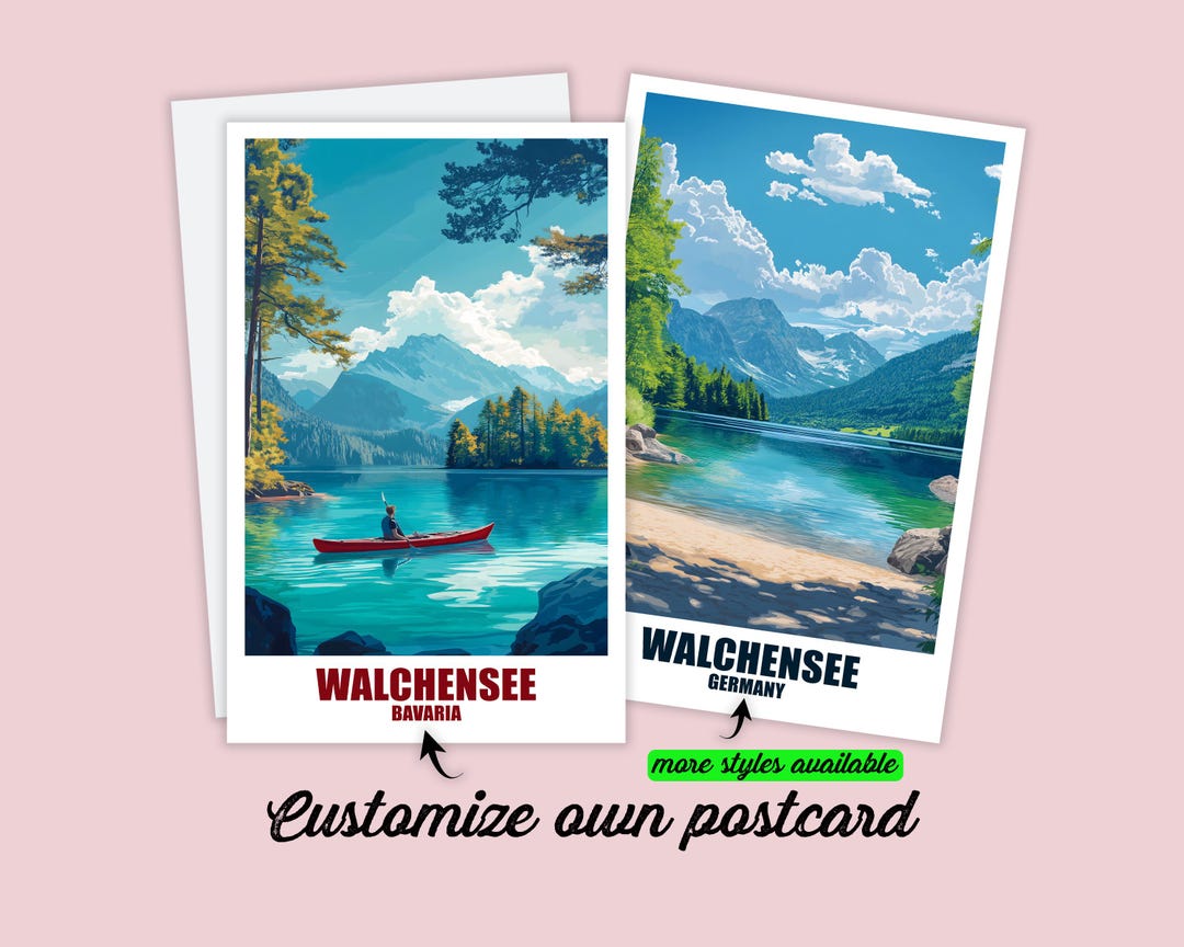 Personalizable Walchensee Postcard Bavaria Travel Map Germany ...
