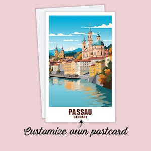 Personalisierte Passau Postkarte, Bayern Karte, Passau Grußkarte Geschenkkarte, Reise Postkarte Passau Karte, Reisekarte Freunde & Familie