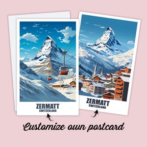 Cartolina Zermatt personalizzata, cartolina Svizzera, biglietto d'auguri, carta regalo, cartolina Cervino, cartolina Zermatt, biglietto di viaggio Amici e famiglia