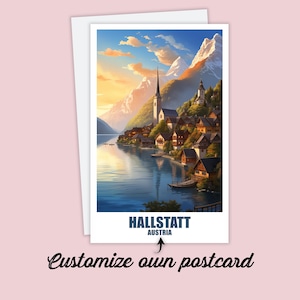 Carte postale de Hallstatt, carte postale personnalisée Hallstatt, Autriche Carte de voyage Carte postale Cadeau, carte postale de vacances pour les amis et la famille