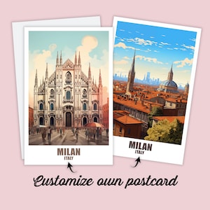 Carte postale de Milan, carte postale personnalisée de Milan, Italie Carte postale de voyage Carte-cadeau de Milan, carte de voyage Amis et famille