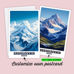 Carte postale personnalisée Grossglockner Autriche carte Carinthie carte de vœux carte cadeau Grossglockner carte de voyage, cadeau amis famille