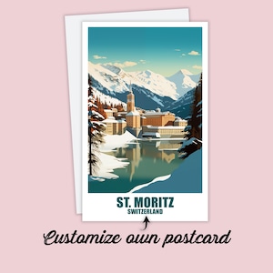 Cartolina personalizzata St. Moritz, cartolina Svizzera, biglietto di auguri, buono regalo, cartolina di viaggio, cartolina St. Moritz, biglietto di viaggio amici famiglia