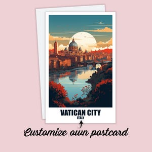 Carte postale personnalisée du Vatican, carte de la Cité du Vatican, carte de vœux, carte-cadeau, carte postale de voyage en Italie, carte de Rome, carte de voyage pour amis